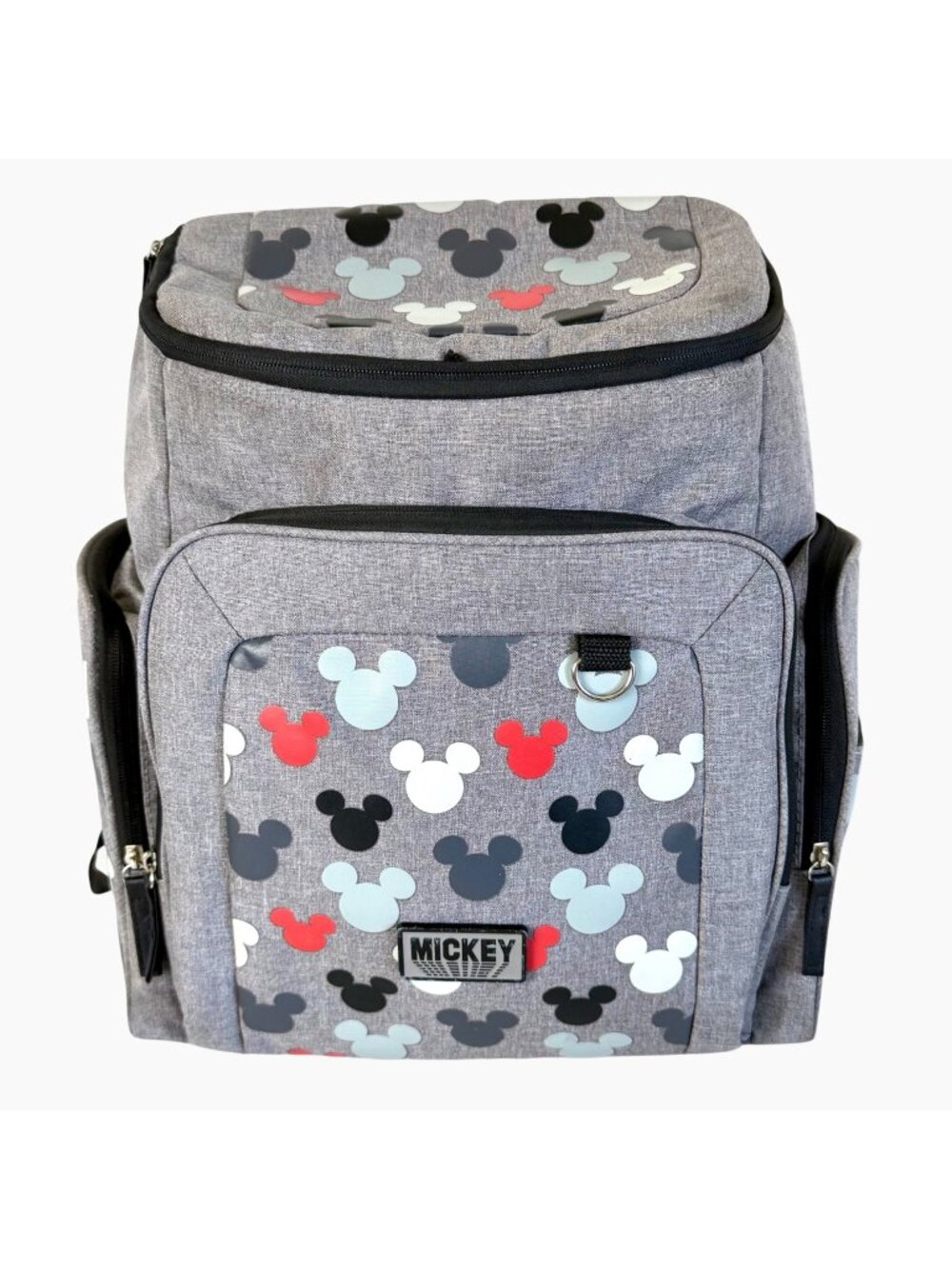 Disney Mickey Mouse Jartop Diaper Bag Backpack Gray 14-Pocket Baby Bag GUC